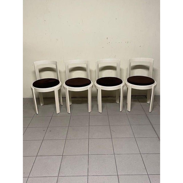 Black Lacquered Wood and Fabric Chairs, 1970s, Set of 4 For Sale - Image 8 of 16