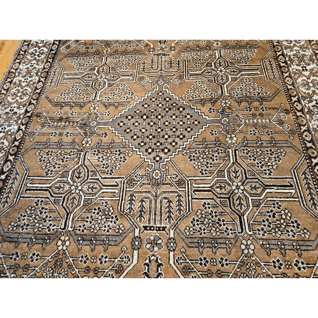 Vintage Persian Bakhtiari Rug, Hand-Knotted Wool, Allover Geometric Pattern, Camelhair & Ivory, 8x11 For Sale - Image 4 of 18