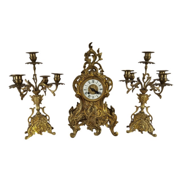 Antique Pendulum Table Clock by Japy Freres, 1855, Set of 3 For Sale