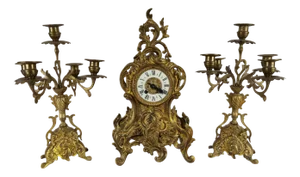 Antique Pendulum Table Clock by Japy Freres, 1855, Set of 3