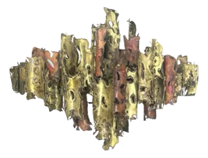 Silas Seandel Signed 1974 Mixed Metal Welded Wall Sculpture.