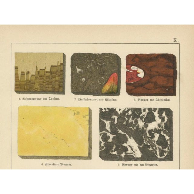 Dr. Gustav Adolph Kenngott, Mineralogy Marble, Aragonite & Fluorite, 1888, Chromolithographs, Set of 3 For Sale - Image 11 of 12