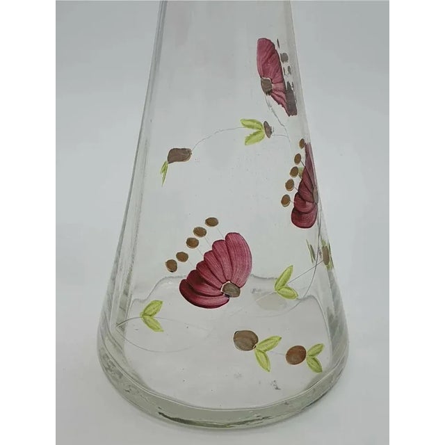 1970s Hand Painted Glass Carafe with Cap, Italy, 1970s For Sale - Image 5 of 11