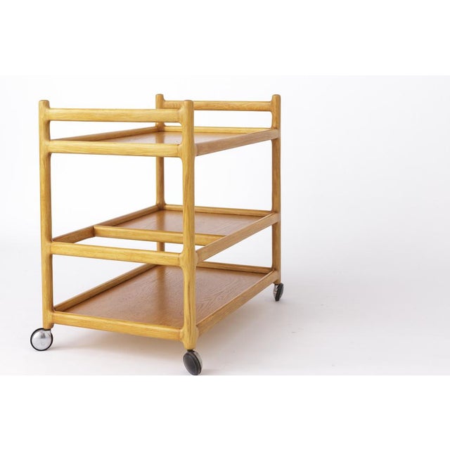 Vintage Danish Serving Trolley Oak, 1970s For Sale - Image 5 of 11