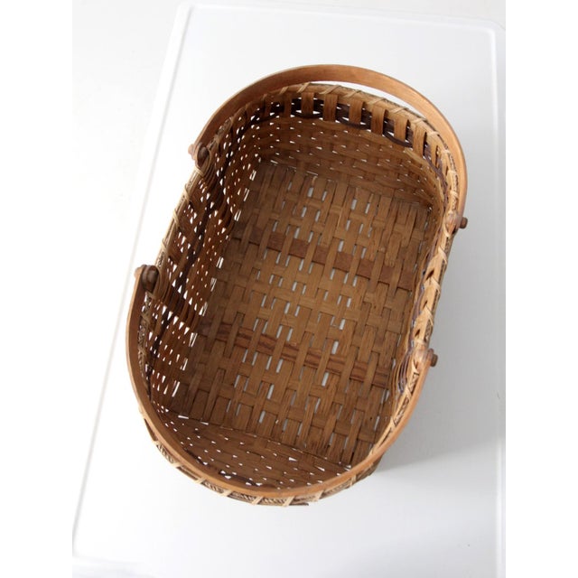 Brown Vintage Hand-Painted Farmhouse Basket For Sale - Image 8 of 13