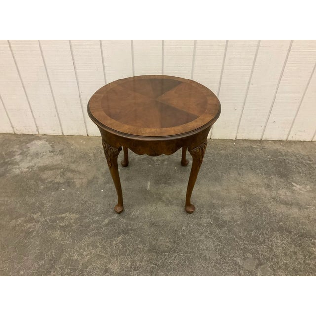 Late 20th Century Baker Queen Anne Style Burl Side End Table Chairish