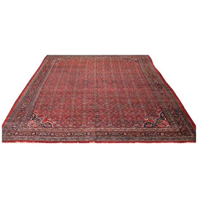 ACTUAL SIZE: 8’10” x 12’2″ PRIMARY COLOR: Rust / Navy AGE: Old MATERIALS: Wool FOUNDATION: Cotton PRODUCTION: Handwoven,...