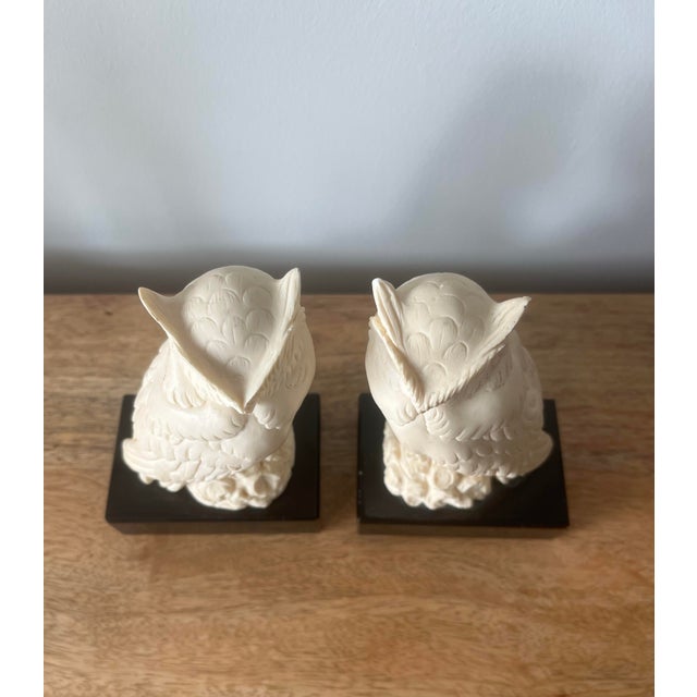 1970s Vintage Italian Arnaldo Gianelli Alabaster Owl Bookends-a Pair, Signed For Sale - Image 11 of 11