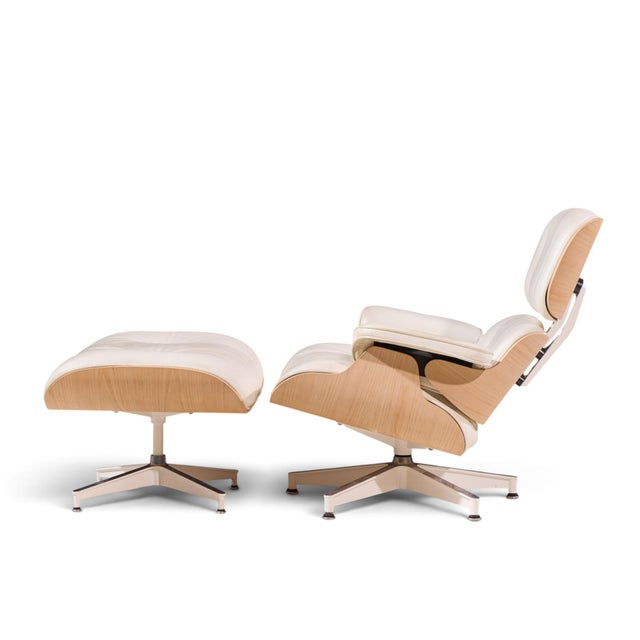Herman Miller Charles and Ray Eames for Herman Miller Mid Century White Oak Eames Lounge Chair and Ottoman For Sale - Image 4 of 10