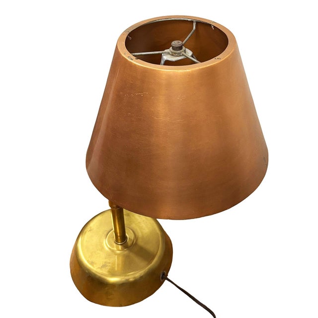 Mid-Century Modern 1920s Art Deco Copper & Brass Machine Age Swing-Arm Reading Table Lamp For Sale - Image 3 of 8