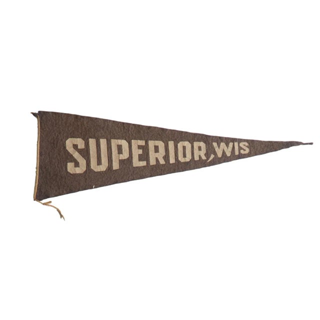 1920s Antique Superior, Wisconsin Felt Flag Pennant For Sale - Image 5 of 5