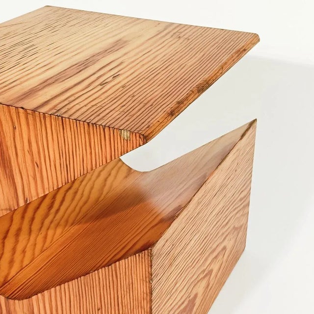 Wood Sculptural Side Table in Pine Wood, 1970s For Sale - Image 7 of 12