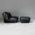 Airborne Set of Space Age French Black Leather Armchair Ottoman from Airborne, 1970s For Sale - Image 4 of 18