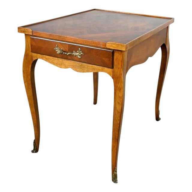 Vintage French Louis XV Style End Table With Brass Ormalu Details by Baker For Sale