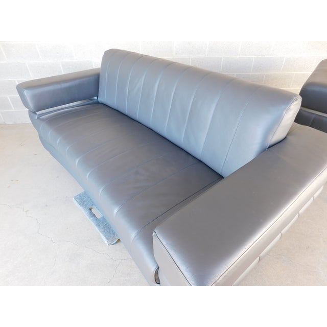 Animal Skin Divan Italia Contemporary Modern Leather Sofa Set For Sale - Image 7 of 17