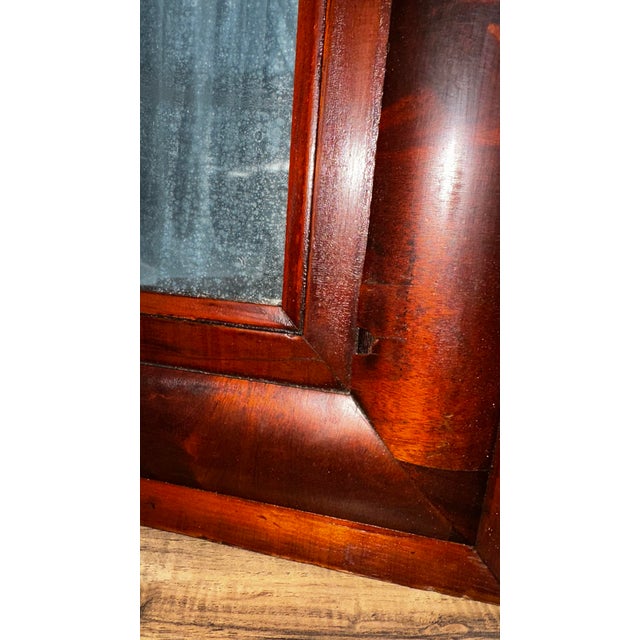 Wood 19th Century Antique Ogee Flame Mahogany Framed Mirror For Sale - Image 7 of 12