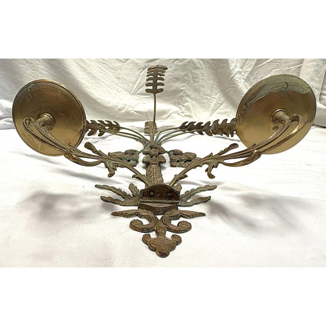 Vintage Hollywood Regency Palm Tree With Hanging Date Clusters Double Candle Wall Sconce For Sale - Image 13 of 17