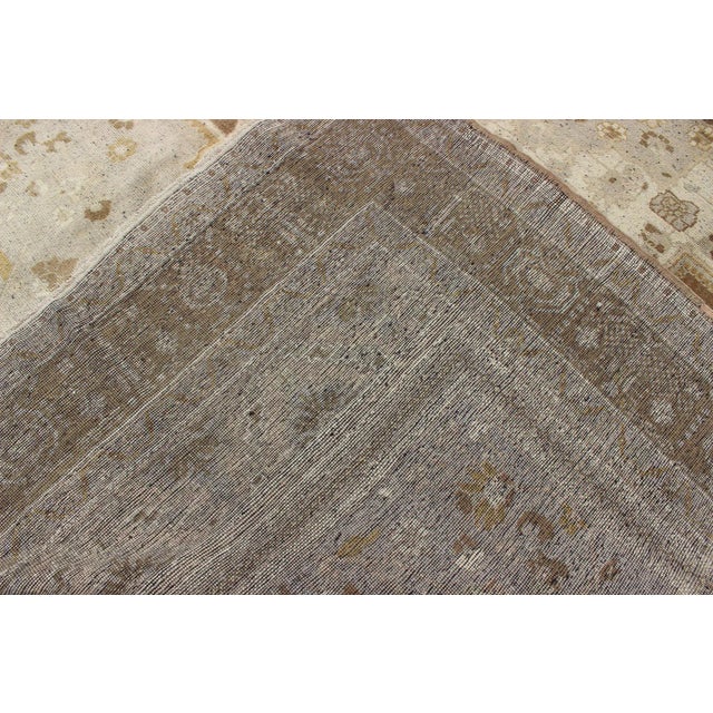 Brown Vintage Turkish Oushak Rug in Taupe and Brown Background, Gray and Neutral Colors For Sale - Image 8 of 9
