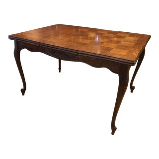 Vintage Parquet Top Refectory Table For Sale