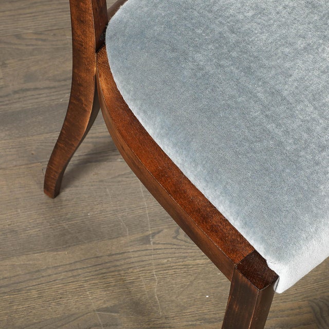 Set of Eight Art Deco Sculptural Walnut Dining Chairs in Plush Mohair Upholstery For Sale - Image 18 of 18