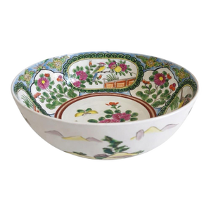 Late 19th Century Antique Chinese Famille Rose Cantonese Porcelain Decorative Console Bowl