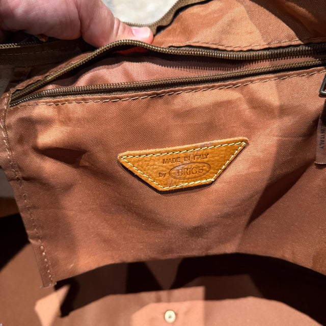 1990s Bric's Italian Leather Canvas Tote Cargo Life Bag For Sale - Image 10 of 12