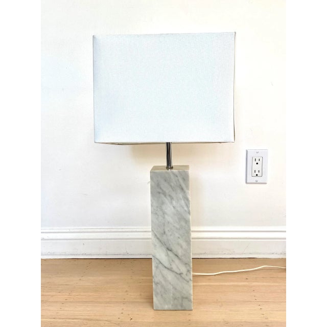 Modernist Light Gray Carrara Marble Table Lamp in the Manner of Walter Von Nessen For Sale - Image 12 of 13