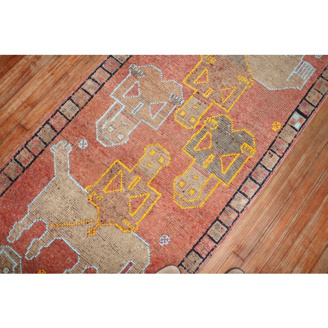 Textile Vintage Turkish Pictorial Anatolian Runner - 3' x 10'11" For Sale - Image 7 of 10