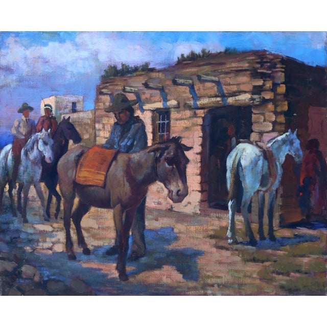 Ready the Horses, Jalal Gharbi Oil on Canvas Painting For Sale - Image 4 of 4