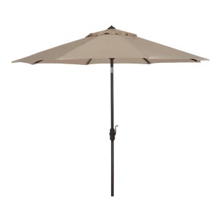 Resistant 9 Ft Auto Tilt Crank Umbrella in Beige For Sale