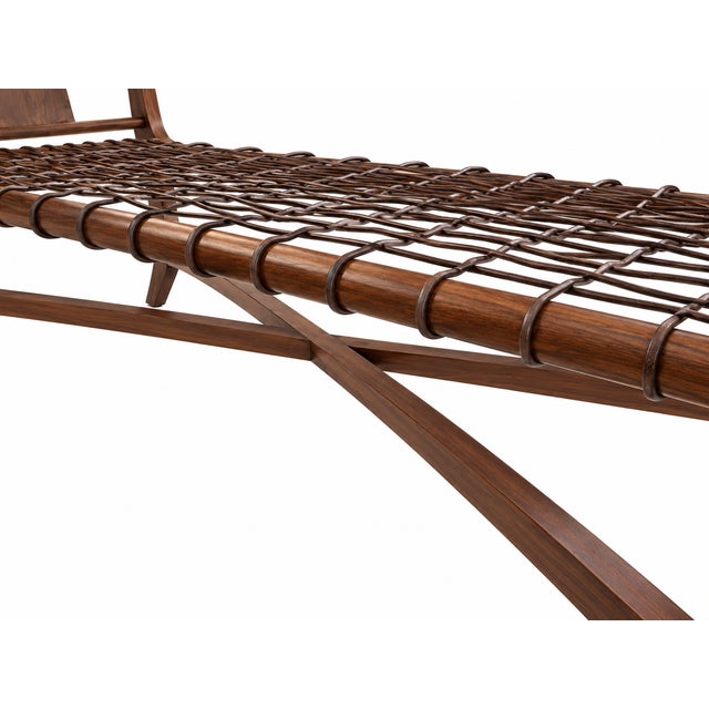 2010s Klismos Style Solid Walnut Chaise Lounge For Sale - Image 5 of 6