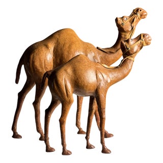 Leather Decorative Statues of Dromedaries, Set of 2 For Sale