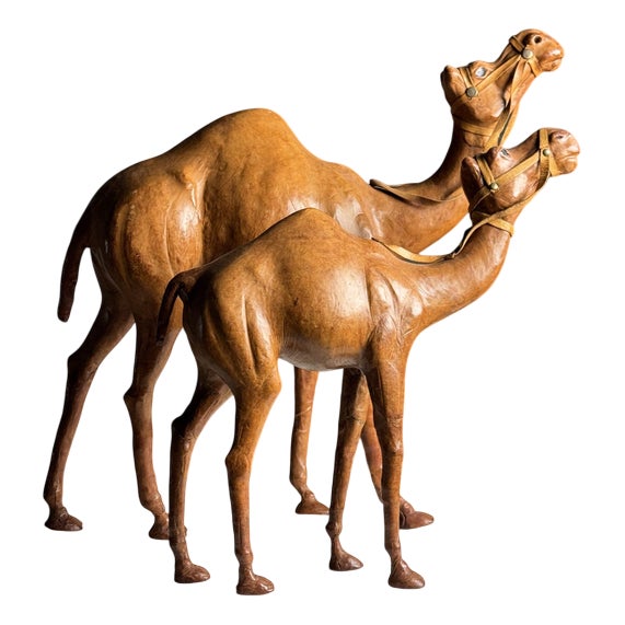 Leather Decorative Statues of Dromedaries, Set of 2 For Sale