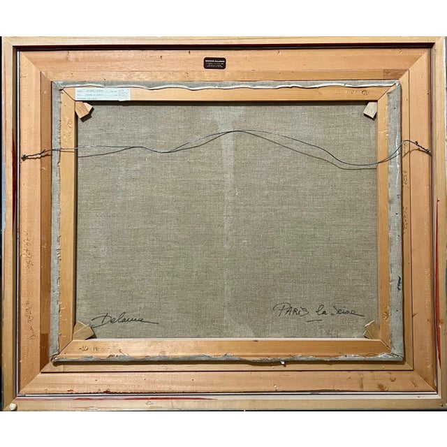 Impressionist Lucien DelarueLarge French Oil Painting Paris, Seine River w Bridge, Landscape, Lucien Delarue, c.1950's For Sale - Image 3 of 12