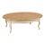 Late 20th Century Belgian Transitional Oval Coffee Table in Honey Oak & Antique Ivory With Bookmatched Veneer Top For Sale