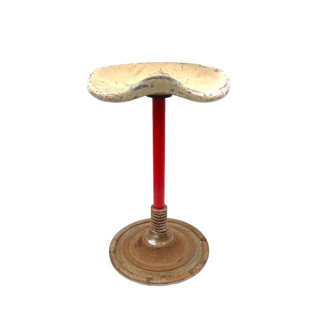 Mid-Century French Red Stool, 1950s For Sale - Image 10 of 11