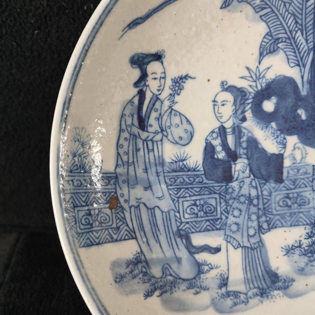Chinese Ceramic Plate,Blue and White Porcelain Plate Hand Painted Figures Story Pattern For Sale In Seattle - Image 6 of 10