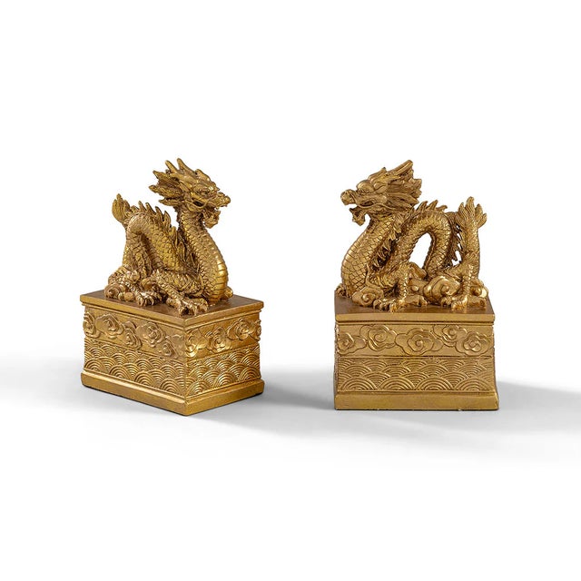 Port 68 Imperial Gold Dragon Bookends For Sale - Image 4 of 4