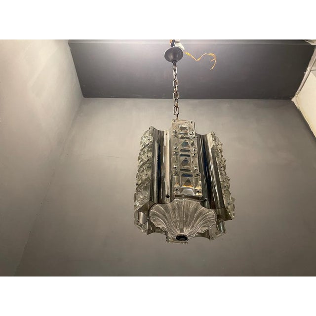 Cut Crystal & Chrome Pendant Light, 1970s For Sale - Image 4 of 14