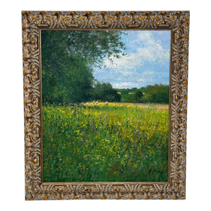Impressionist Oil Painting Banks of the Wye Coppet Hill Herefordshire by Charles Neal C1989