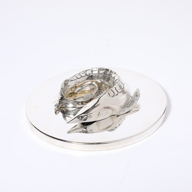 Mid-Century Silver Plate & Glass Caviar Service With Sculptural Sturgeon Handle For Sale - Image 15 of 18