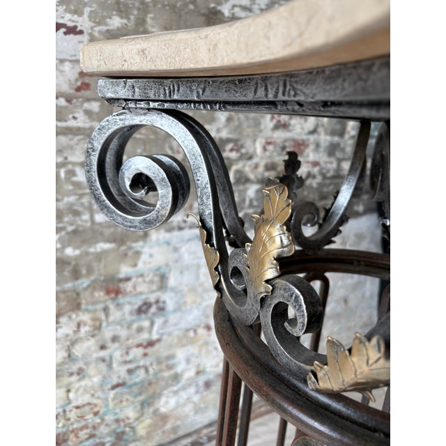 Black Vintage Marble Top Iron Pedestal Column For Sale - Image 8 of 10