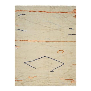6x9 Ivory Hand-Knotted Wool Abstract Lineage Geometric Modern Carpet Rug For Sale