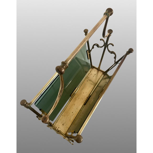 Mid 20th Century French Brass & Smokey Gray Glass Magazine Rack Attr. To Maison Bagues / Jansen, France For Sale - Image 5 of 9