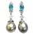 Metal Bochic "Orient" Vintage Blue Appetite & White Topaz Earrings Set 18K Gold&Silver For Sale - Image 7 of 18