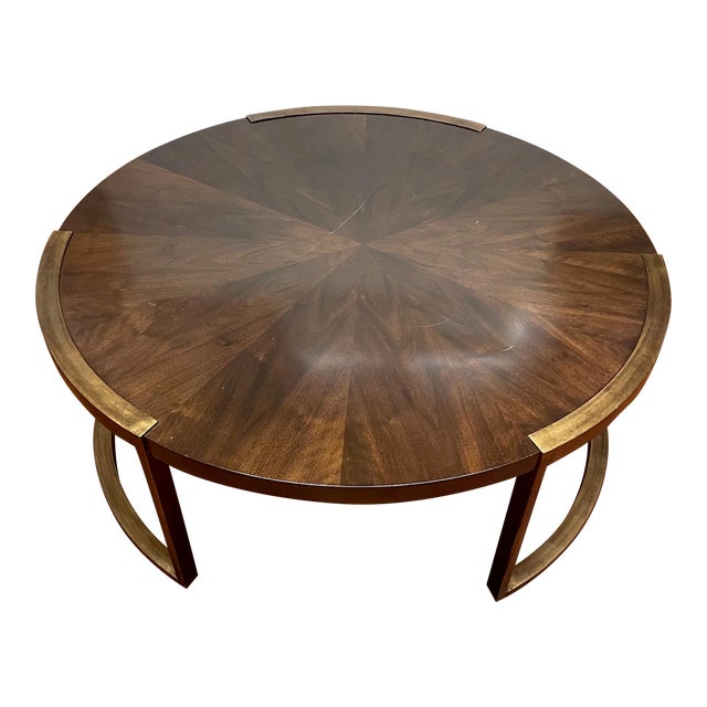 Stanley Furniture Round Coffee Table With Bronze Colored Legs Chairish