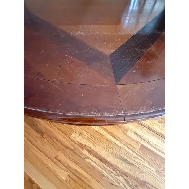 Grange Round Round Pedestal Table With Self-Storing Leaves For Sale - Image 9 of 9