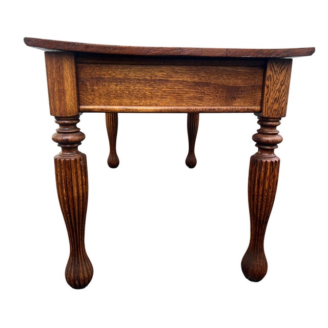 Antique 1900's Large Oak Library Table 2 Drawers For Sale - Image 17 of 17