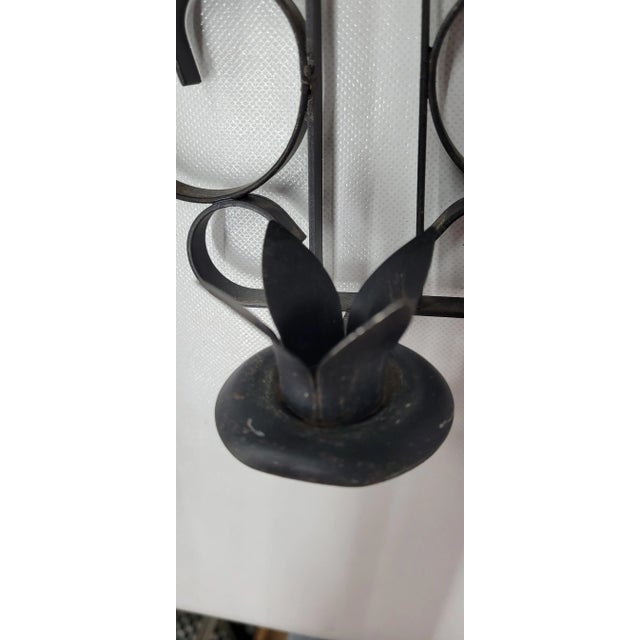 Vintage 1960s Set of 4 Gothic Black Chain Medieval Wall Sconce Candlesticks Candle Holder For Sale - Image 4 of 6