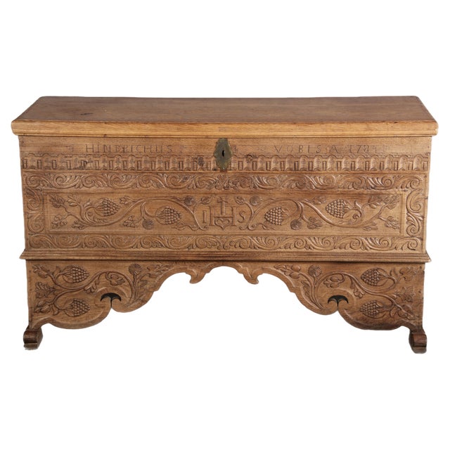 Antique Baroque Chest in Oak, 1784 For Sale